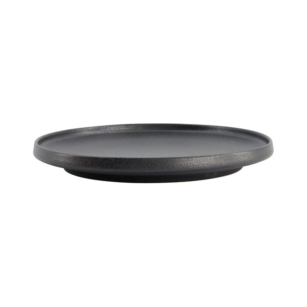 yuzu black round with rim plate  20.6x2.4cm 1Pc