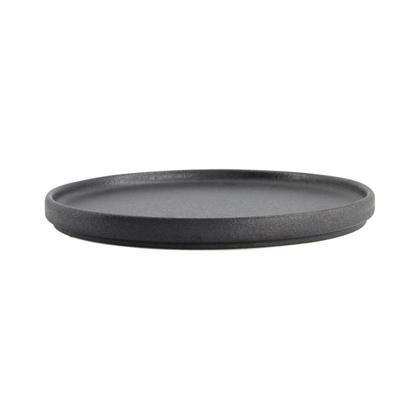 yuzu black round with rim plate  23.9x2.2cm 1Pc