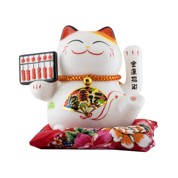 LUCKY CAT ABACUS, BATTERY POWERED, PORCELAIN (16X14X16CM) 590gr