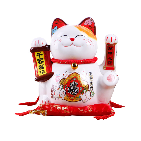 LUCKY CAT BATTERY & PLUG POWERED, PORCELAIN (27X23X29CM) 1560gr