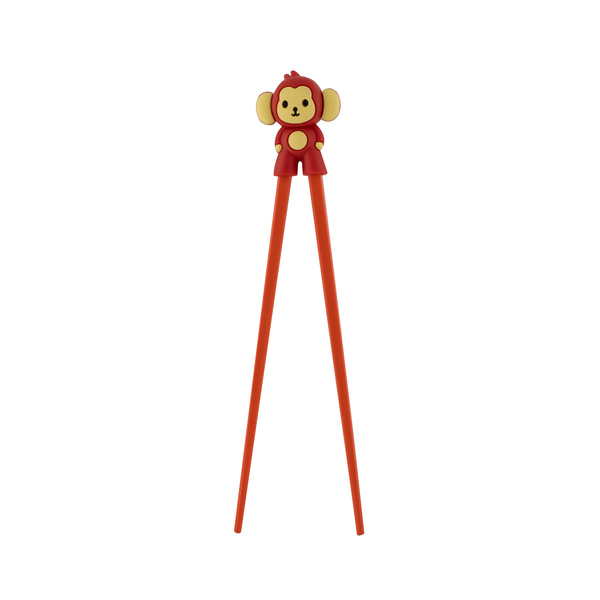 CHOPSTICK HELPER FOR CHILDREN MONKEY (RED) 18CM (1PR)