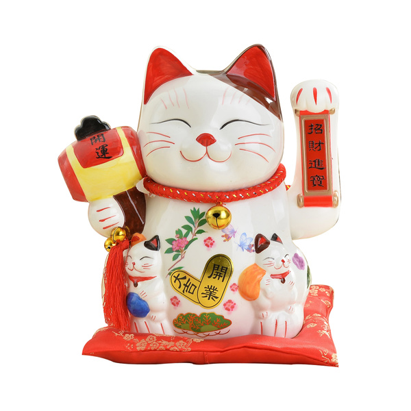 LUCKY CAT BATTERY POWERED, PORCELAIN 26X15X26CM)