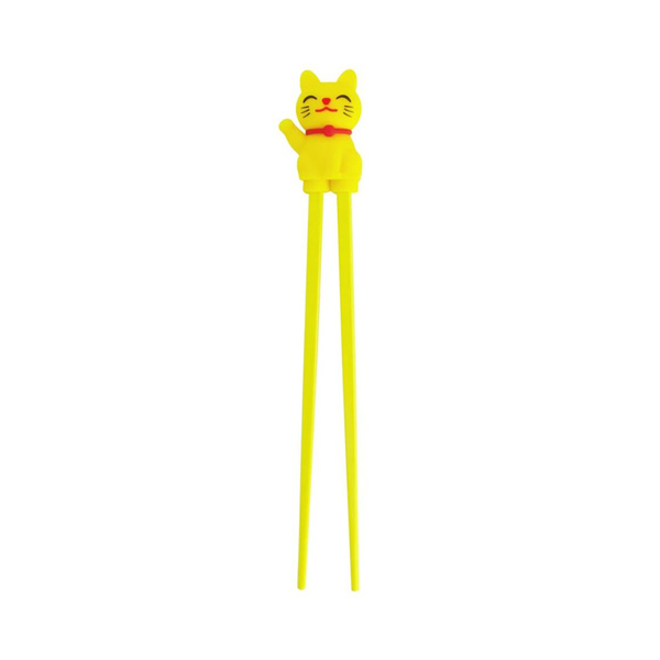 CHOPSTICK FOR CHILDREN, LUCKY CAT YELLOW 22CM