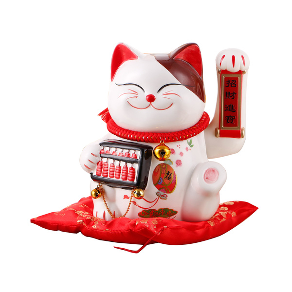 LUCKY CAT BATTERY POWERED, PORCELAIN (23X18X24CM) 925gr