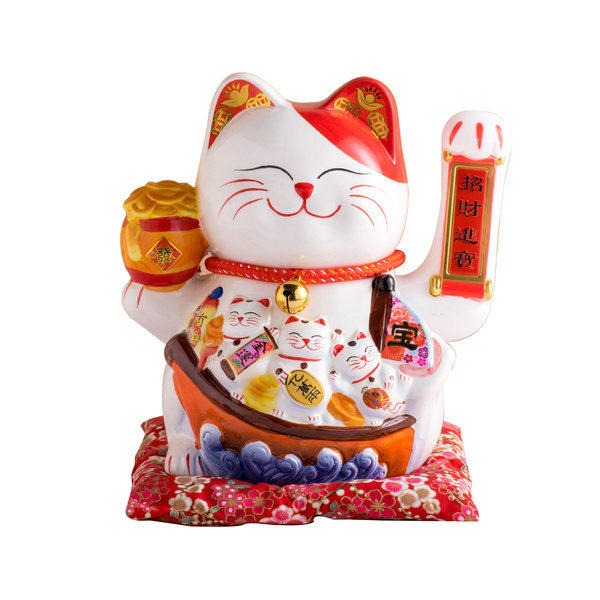 LUCKY CAT BATTERY POWERED, PORCELAIN (23X18X24CM) 570gr