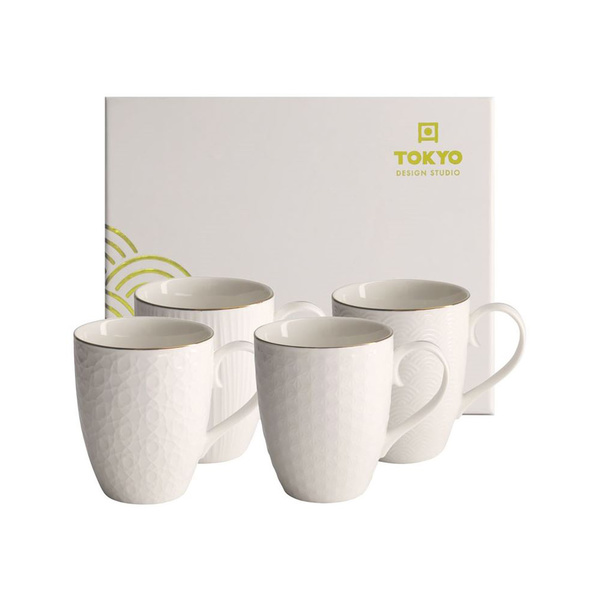 nippon white gold rim mug giftset  4pcs, 8.5x10.2cm 380ml 1Set