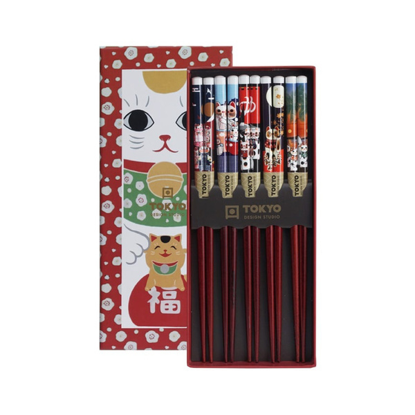 chopstick lucky cat giftset/5 1Set