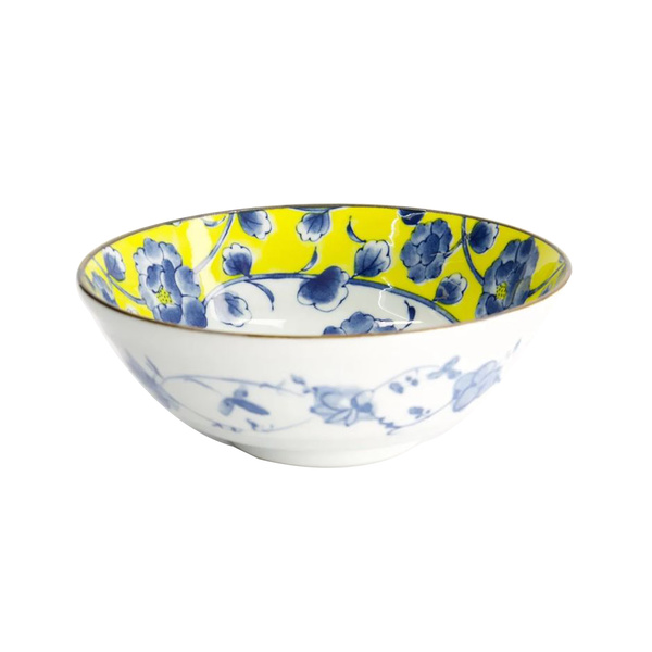 botan ramen bowl yellow/blue 20.5x7.8cm 1000ml 1Pc