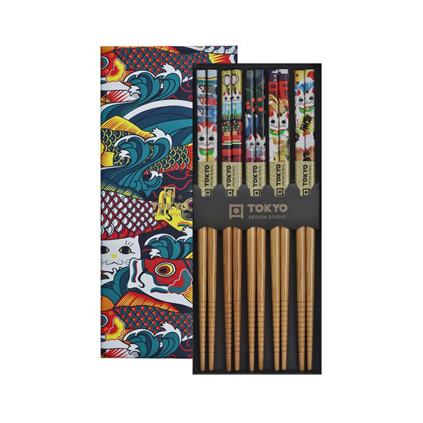 chopstick lucky cat & koinobori giftset/5 1Set