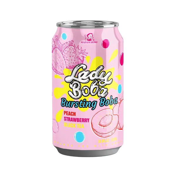 pop boba tea peach & strawberry flavor 320gr/320ml