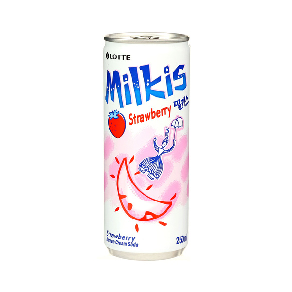 milkis soft drink strawberry can 250gr/250ml