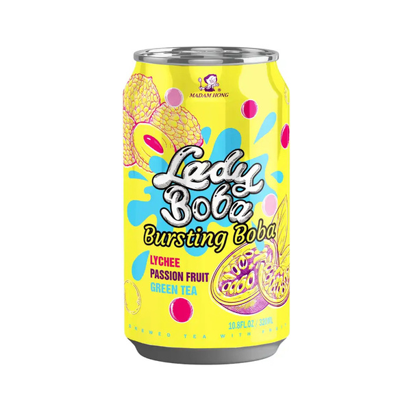 tea with pop boba lychee & passion fruit flavor 320gr/320ml
