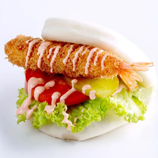 Bao with Torpedo Shrimp & Mayo Sriracha