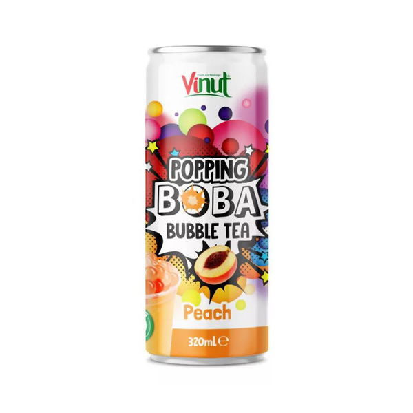 bubble tea popping boba peach flavor 320gr/320ml