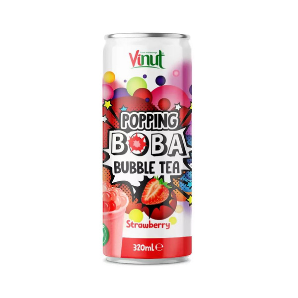bubble tea popping boba strawberry flavor 320gr/320ml