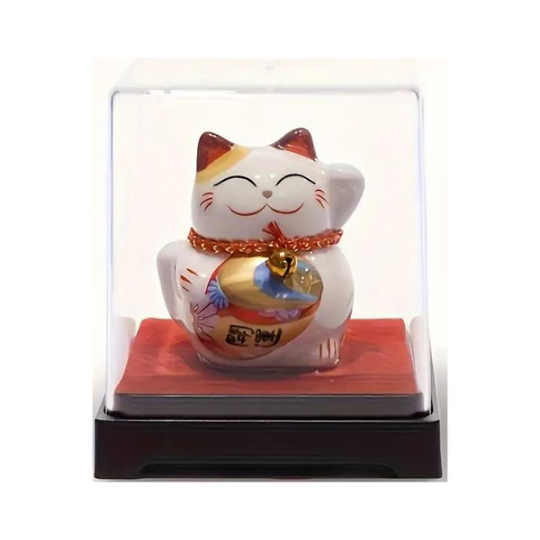 LUCKY CAT IN BOX WHITE & GOLD 1Pc