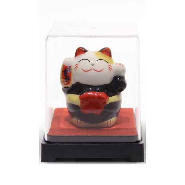 LUCKY CAT IN BOX BLACK & RED 1Pc