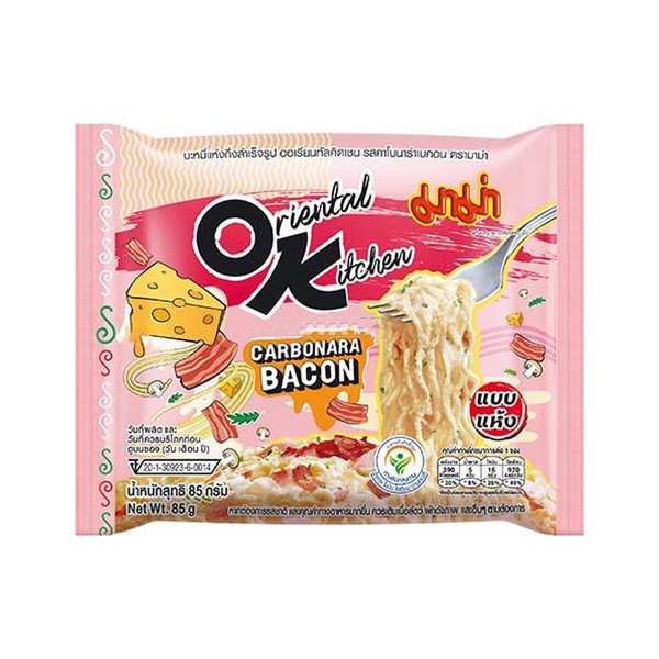 instant noodle carbonara bacon flavour, oriental kitchen 85gr