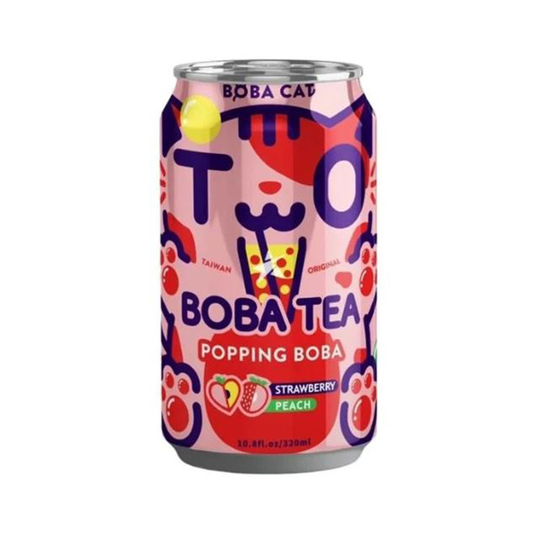 popping boba bubble tea peach strawberry 320gr/320ml