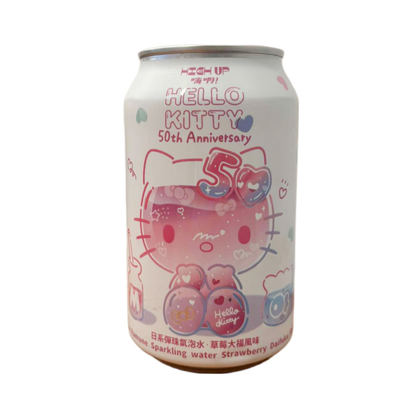 RAMUNE SPARKLING WATER HELLO KITTY 50TH ANNIVERSARY STRAWBERRY DAIFUKU FLAVOR