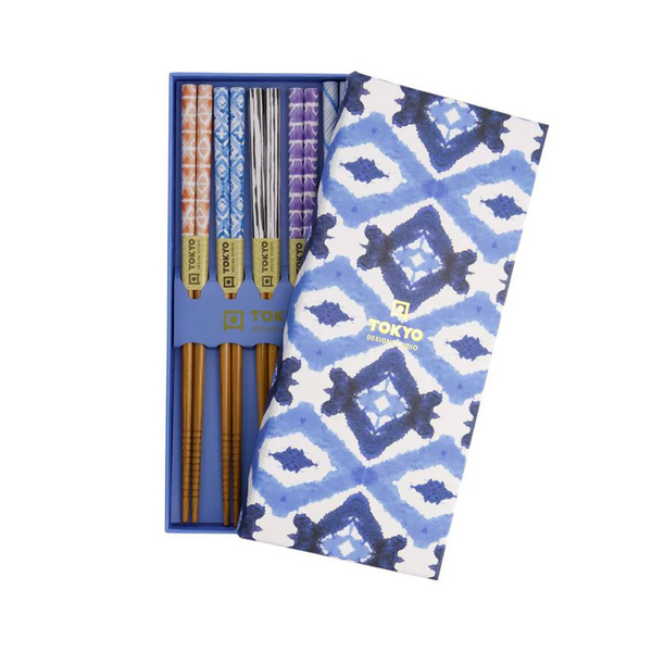 chopstick giftset/5 kasuri blue 1Set