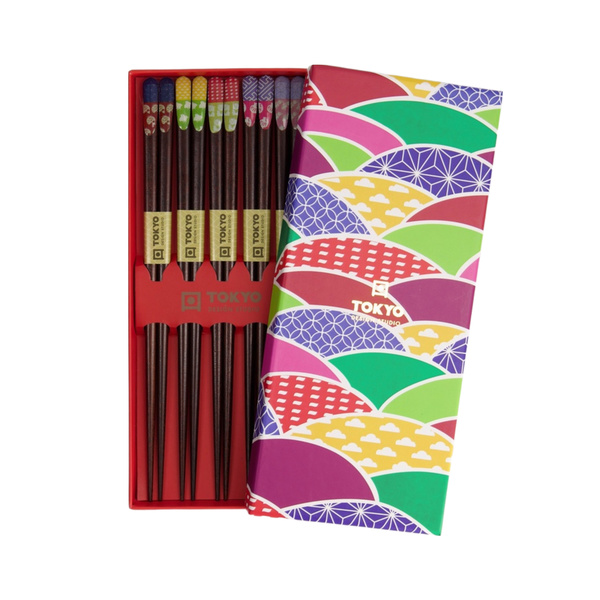 chopstick giftset/5 multi color wooden 1Set