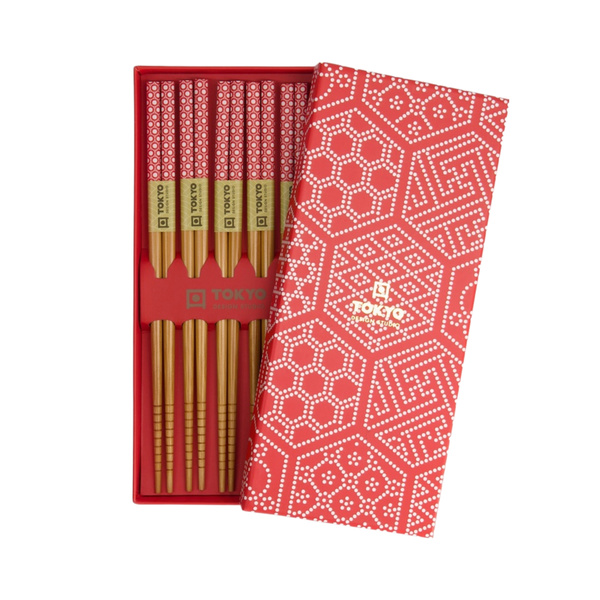 chopstick giftset/5 multi pattern red 1Set