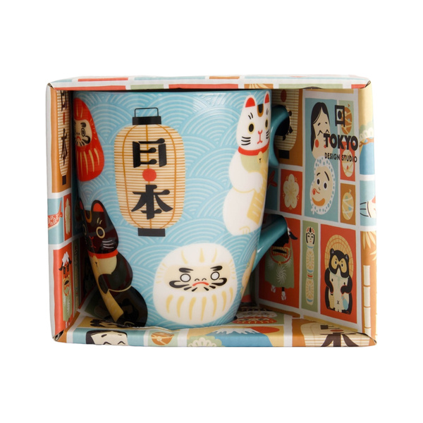 MUG WITH GIFTBOX KAWAII JAPAN BLUE 340ML, 8.5X10.2CM 1Pc