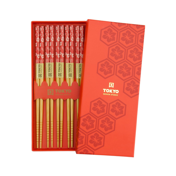 chopstick giftset/5 flower red 1Set