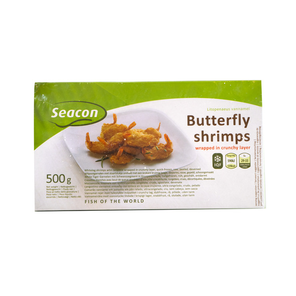 shrimps breaded, butterfly 26/30 (29-33pcs) 500gr