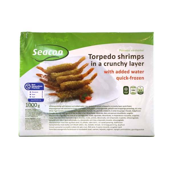 shrimps breaded, torpedo 26-30 (58-66 pcs) 1000gr