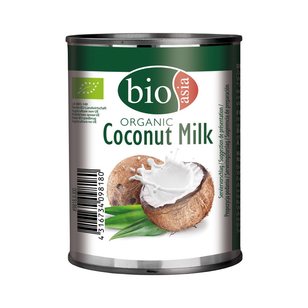 coconut milk organic 18 % fat bioasia milk 160gr/160ml