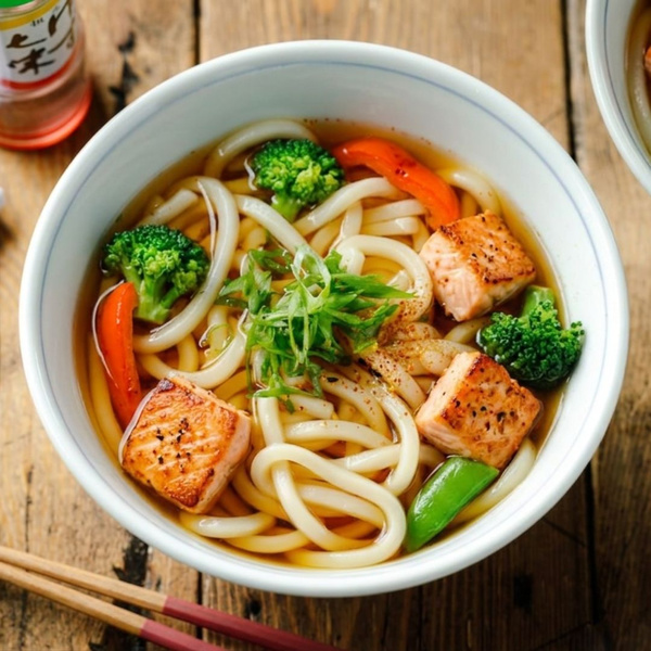 Συνταγή για Udon Noodle Soup with Salmon & Veggies