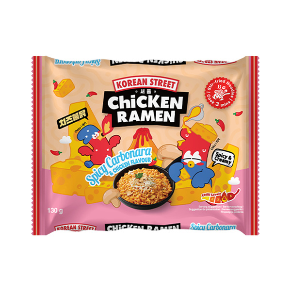 CHICKEN RAMEN INSTANT NOODLE CARBONARA & CHICKEN FLAVOR, SPICY 130gr