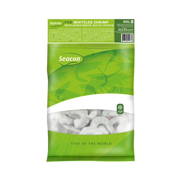 SHRIMP WHITELEG 21/25 RAW PEELED DEVEINED ADDED WATER IQF 800gr