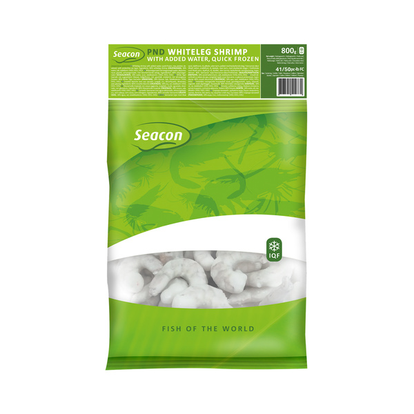 SHRIMP WHITELEG 41/50 RAW PEELED DEVEINED ADDED WATER IQF 800gr