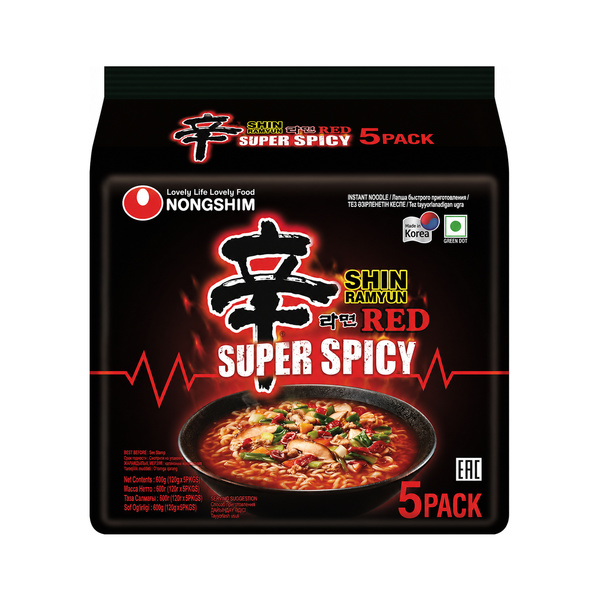 instant noodle shin red super spicy 5x120gr 600gr