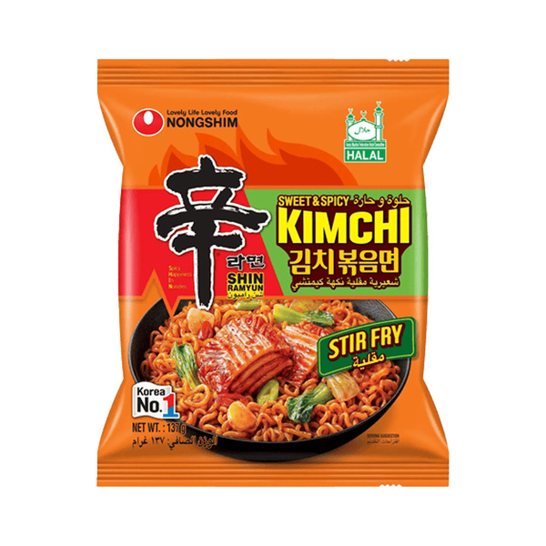 kimchi instant noodle sweet & spicy stir fry shin ramyun 137gr