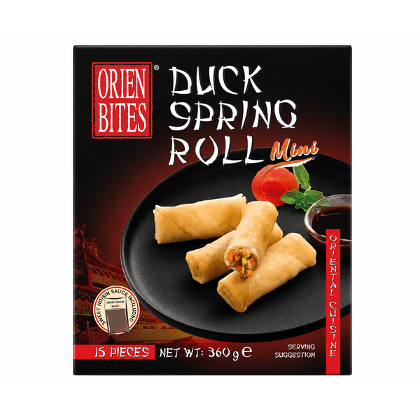 duck spring rolls mini (15x20gr & 60gr sauce) 360gr