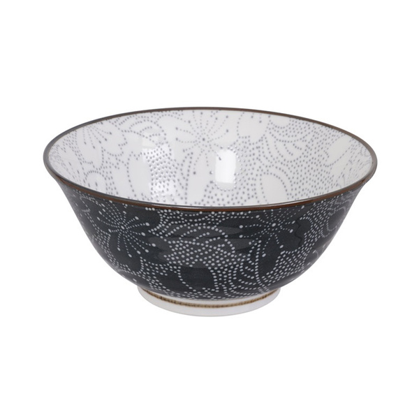 mixed bowl dot, grey/black, sakura 14.8x6.8cm, 500ml 1Pc