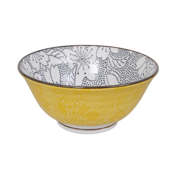 mixed bowl dot, sakura 14.8x6.8cm, 500ml, black/yellow 1Pc