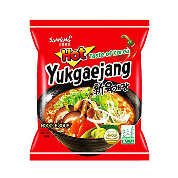 yukgaejang instant noodle hot, mushroom flavor 120gr