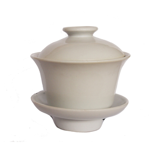 TEA CUP & TRAY WHITE, WITH COVER 1Pc