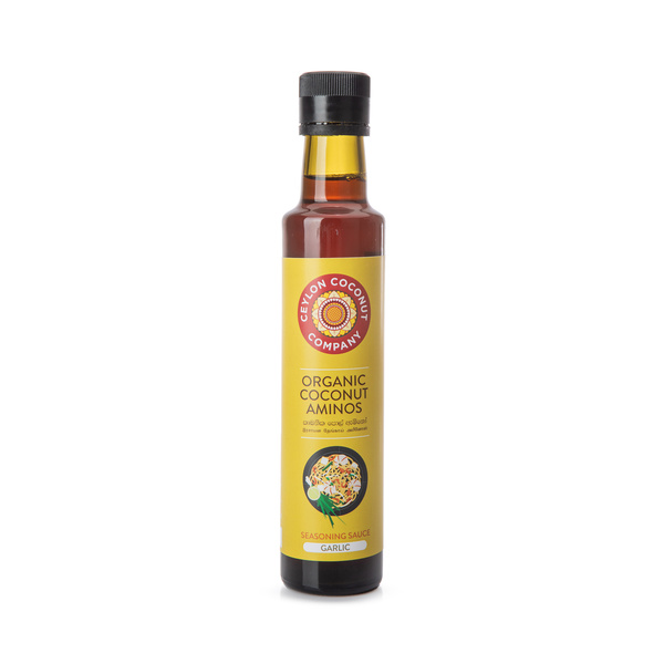 seasoning sauce coconut aminos, garlic, gluten free, organic 250gr/250ml