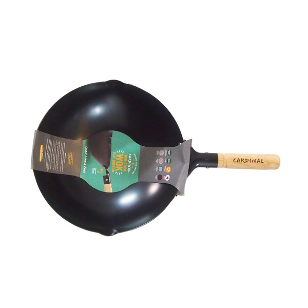 WOK 2 LAYER SILICON NONSTICK COATING, 2 SPOUTS, CARBON STEEL, FLAT 1WH, 2.00MM, 30CM 1Pc