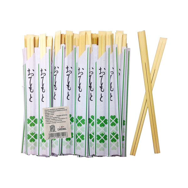 BAMBOO CHOPSTICK ATTACHED, JAPANESE STYLE, WITH OPEN PAPER BAG 100PRS, 21CM 1Set
