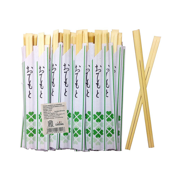 BAMBOO CHOPSTICK ATTACHED, JAPANESE STYLE, WITH OPEN PAPER BAG 100PRS, 21CM