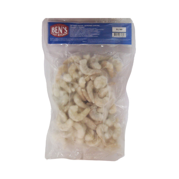 SHRIMP DEVEINED, FROZEN, GLAZED, PEELED, RAW 31/40, IQF