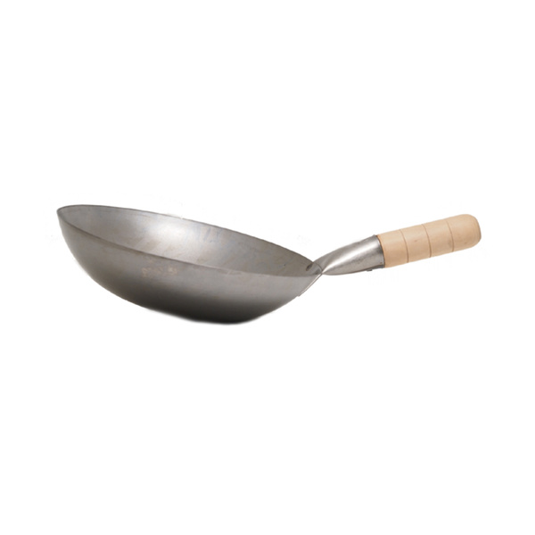 wok one wooden handle, round, steel 25cm 1Pc