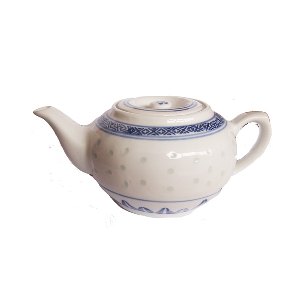 tea pot blue/white, porcelain 390cc 1Pc